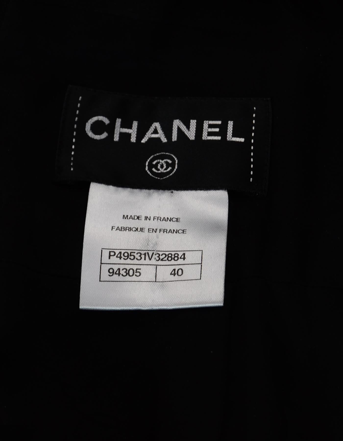 Women's Chanel Black Boucle Sleeveless Dress W/ Western CC Star Panel Sz 40