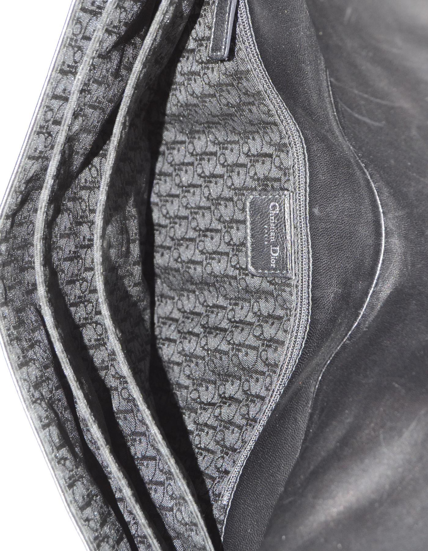 Christian Dior Black Leather Saddle Messenger Bag W/ Corset Lace Detail  3