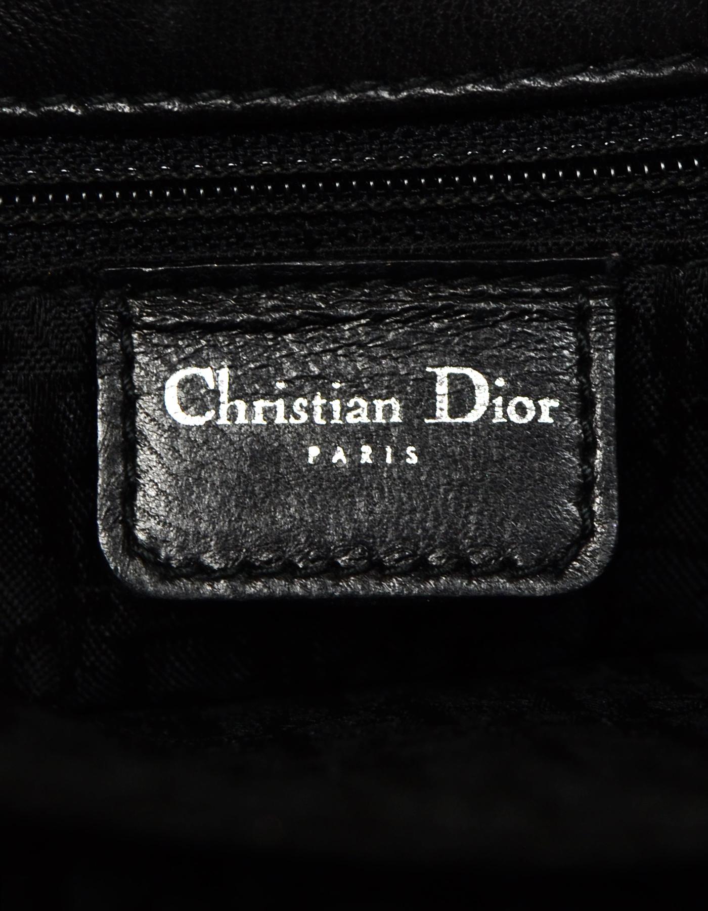 Christian Dior Black Leather Saddle Messenger Bag W/ Corset Lace Detail  4