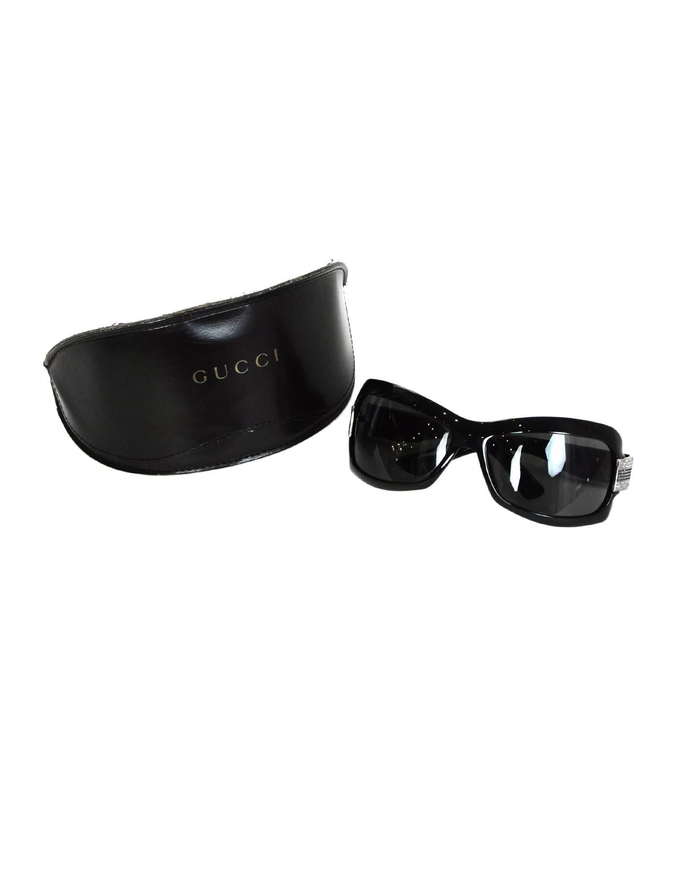 Gucci Black Sunglasses W/ Rhinestones On Arms & Case

Made In: Italy
Color: Black and silvertone
Hardware: Silvertone and rhinestones
Materials: Plastic, metal and rhinestones
Overall Condition: Excellent pre-owned condition with exception of minor