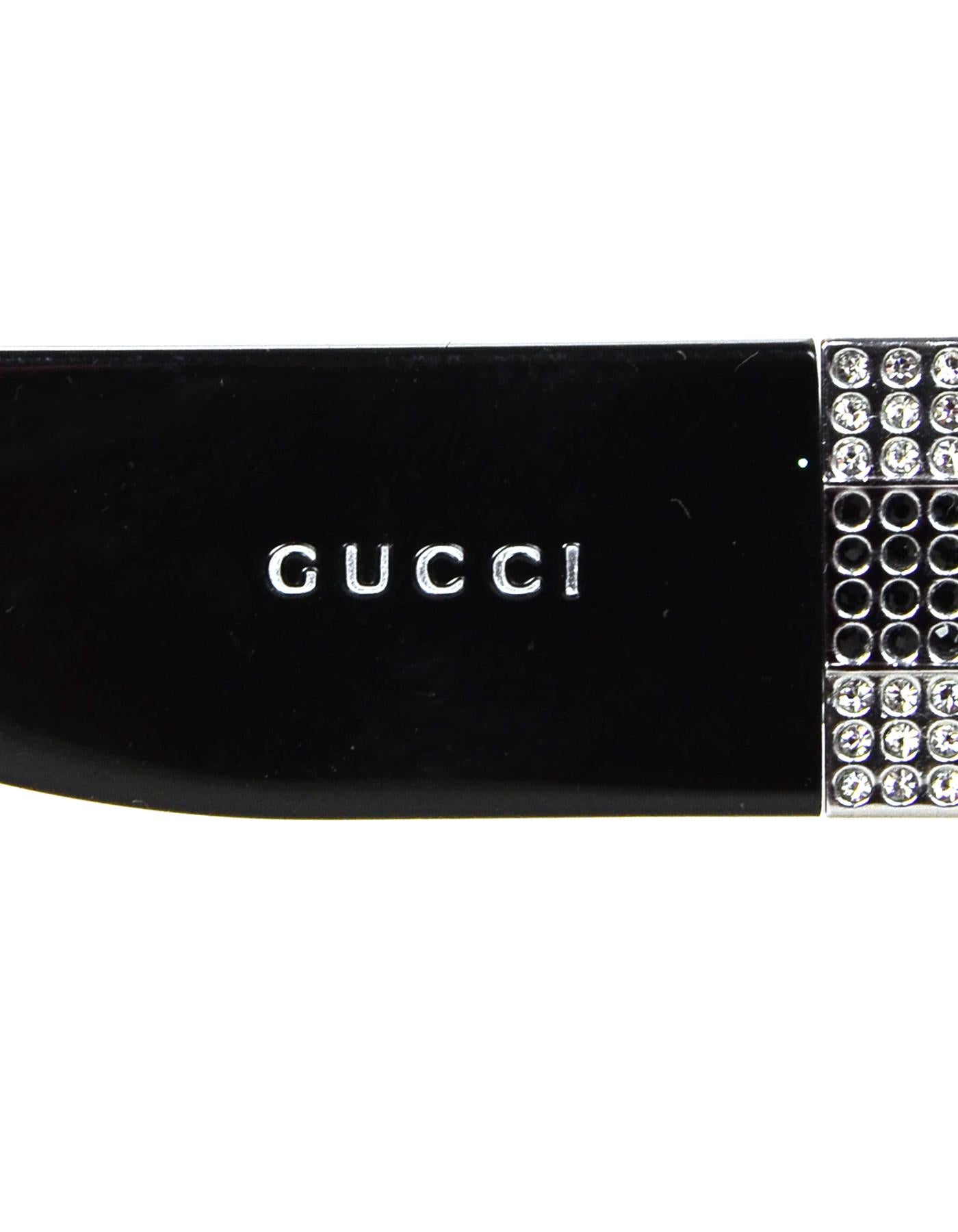 Gucci Black Sunglasses W/ Rhinestones On Arms & Case 2
