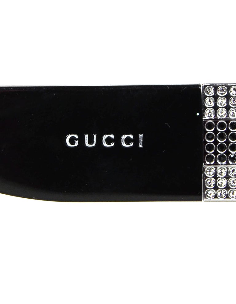 Gucci Black Sunglasses W/ Rhinestones On Arms and Case For Sale at 1stDibs