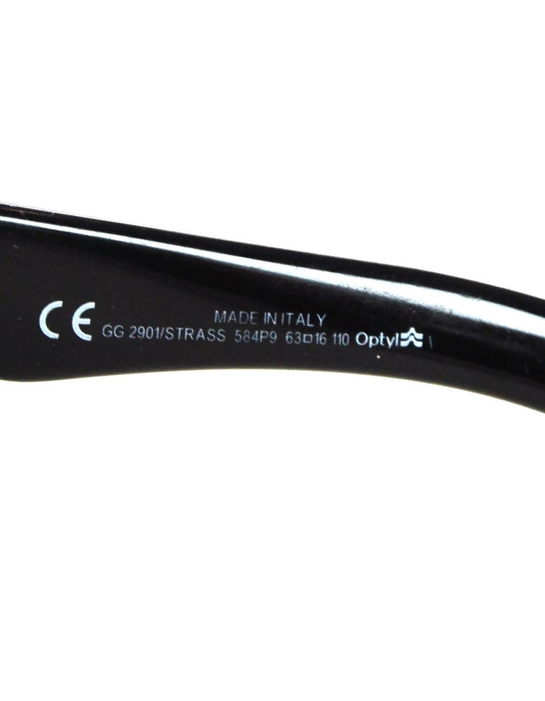 Gucci Black Sunglasses W/ Rhinestones On Arms and Case For Sale at 1stDibs