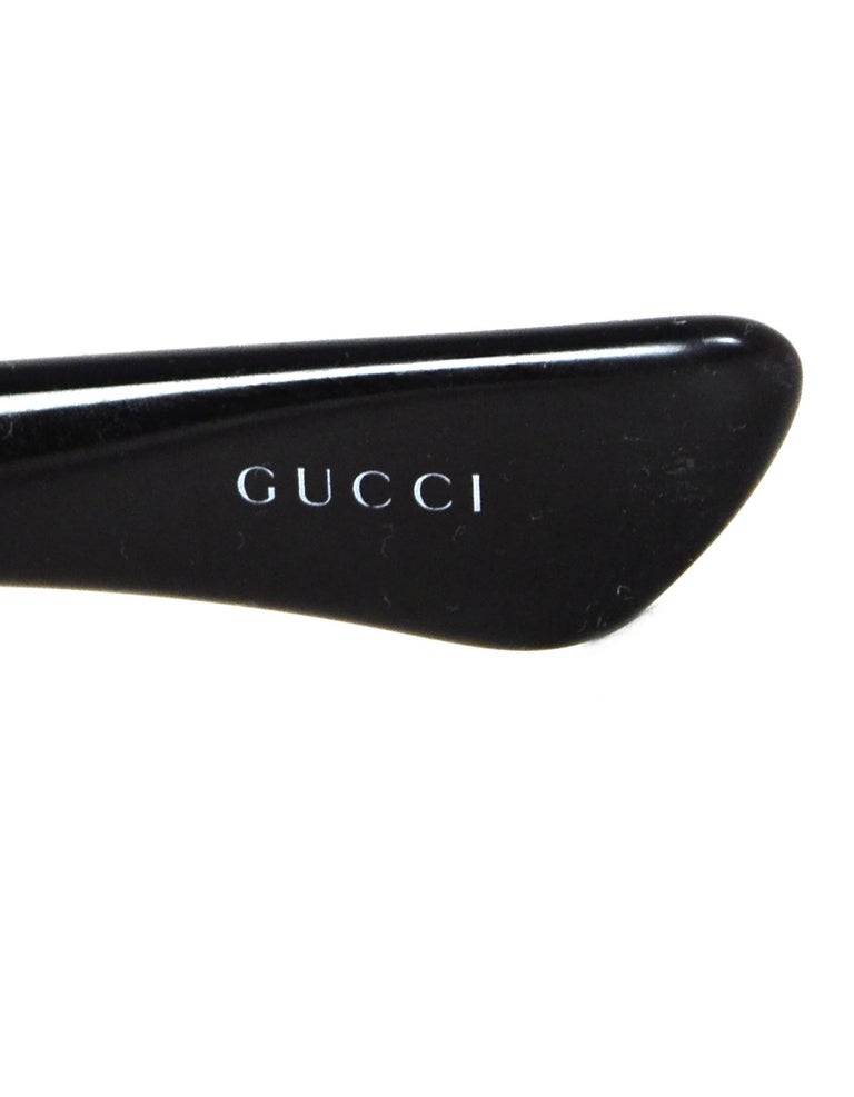 Gucci Black Sunglasses W/ Rhinestones On Arms and Case For Sale at 1stDibs