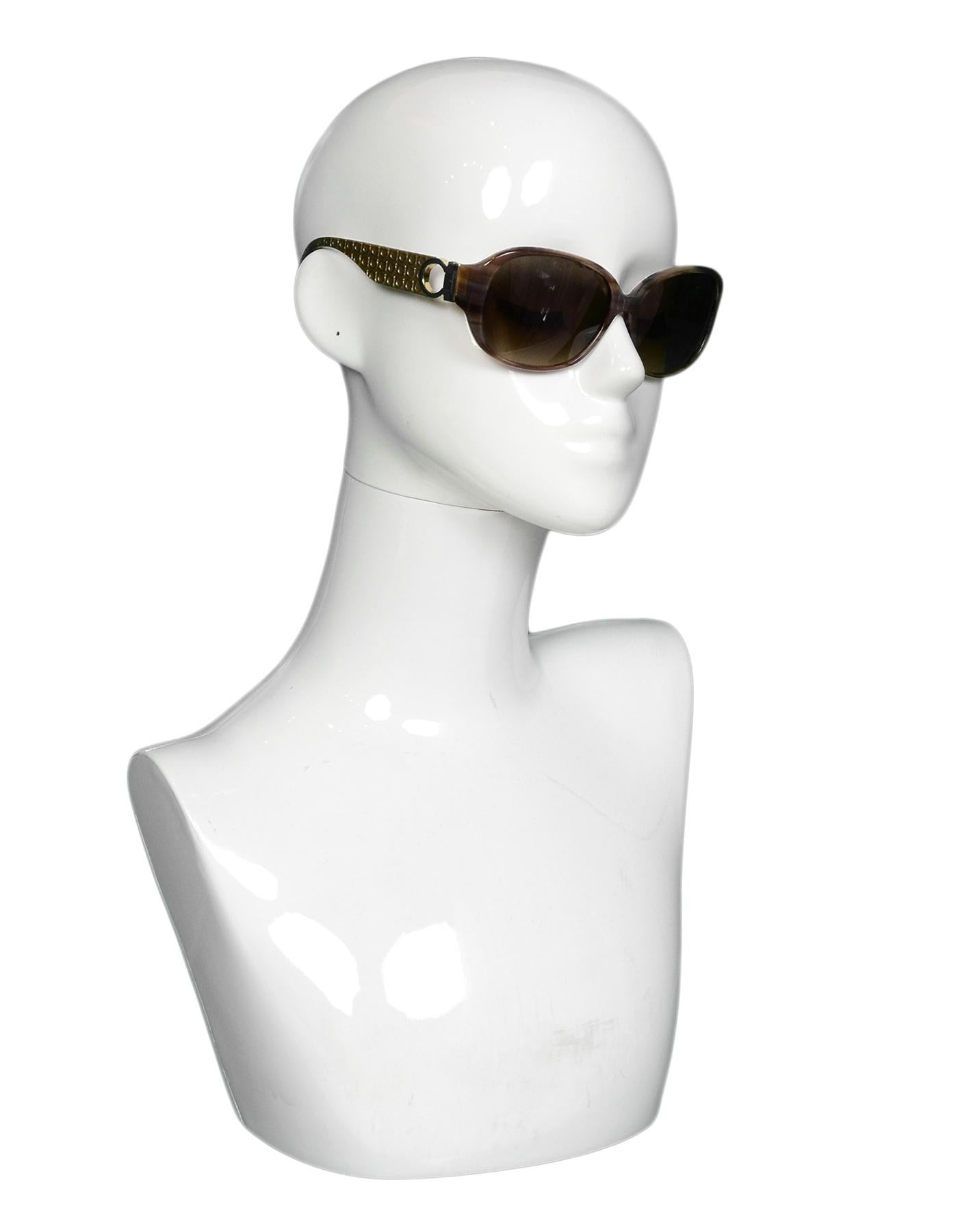 Brown Salvatore Ferragamo Tan Resin Sunglasses Frame W/ Case/Box