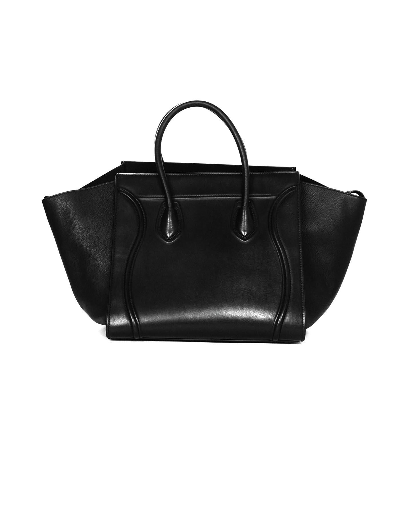 Celine Black Leather Phantom Trapeze Winged Luggage Tote Bag  In Excellent Condition In New York, NY