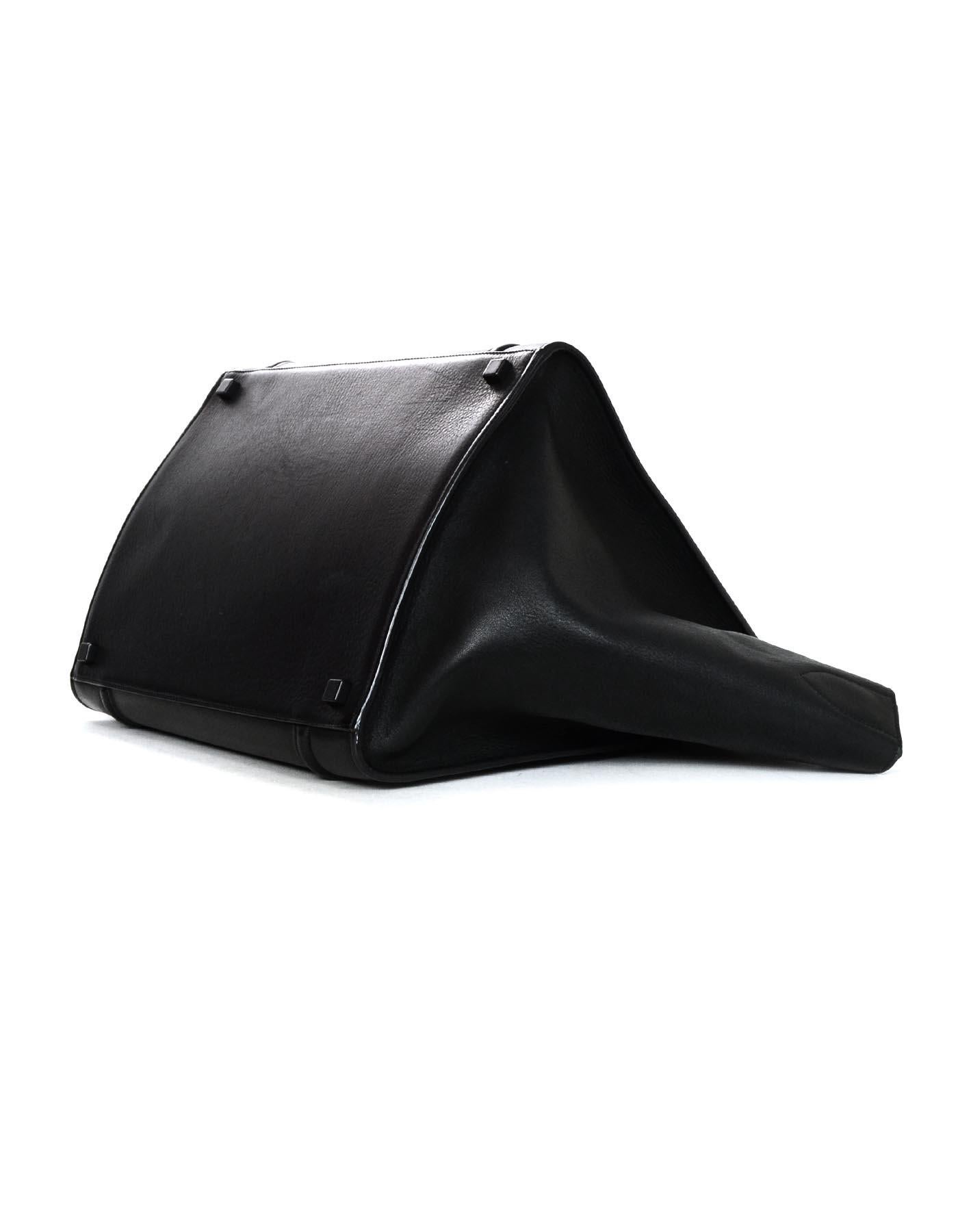 Celine Black Leather Phantom Trapeze Winged Luggage Tote Bag  1