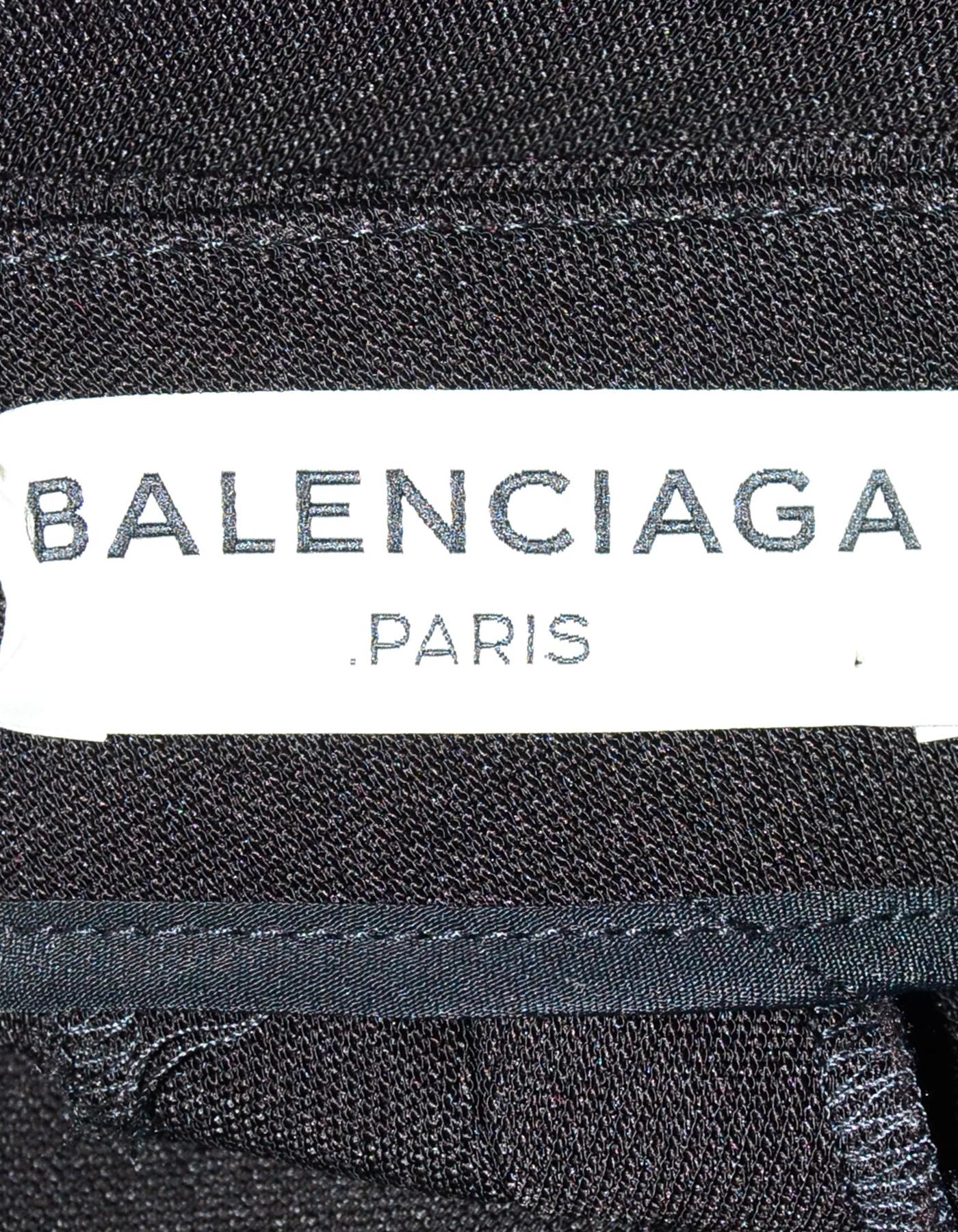 Women's Balenciaga Black Slacks Pants W/ Ruffle Overlay Sz 42