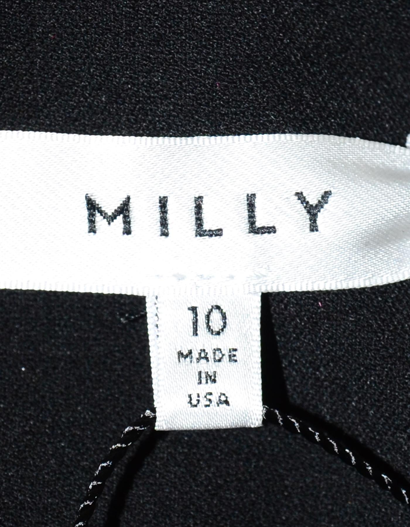 Women's Milly Black Double Crepe Wide Leg Pant W/ Belt Sz 10