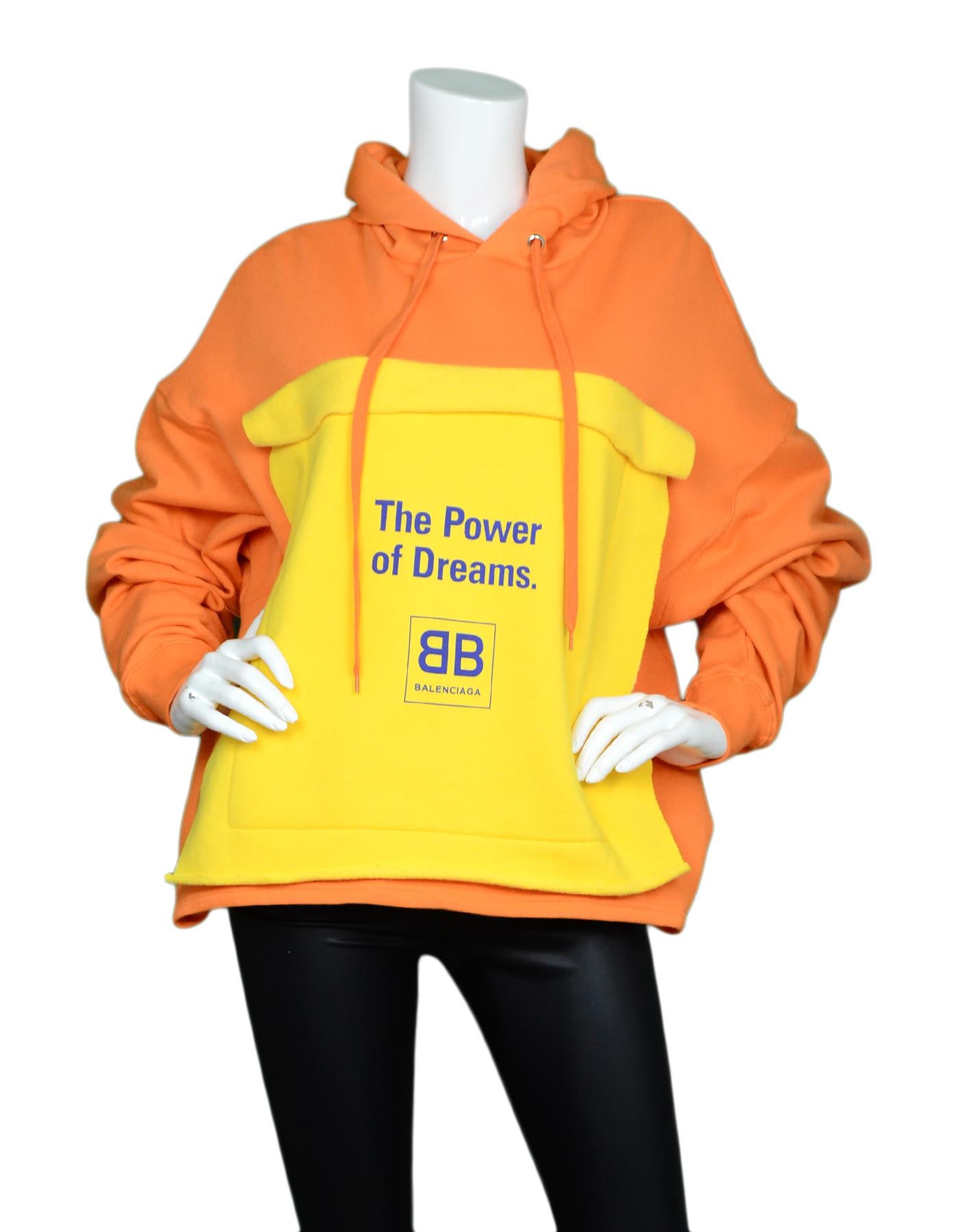 Balenciaga Men's Orange/Yellow The Power Of Dreams 2 Hem Hooded 