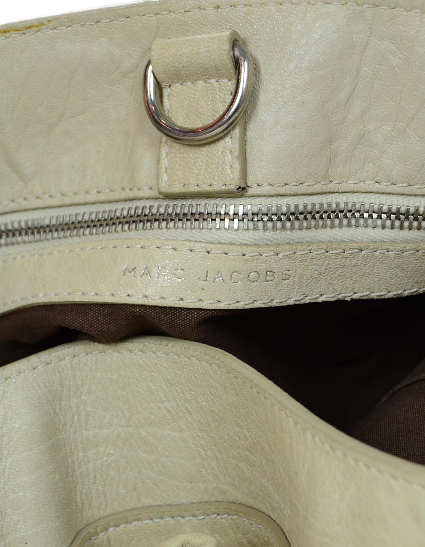 Marc Jacobs Beige Leather Top Handle Bag W/ Stones 3