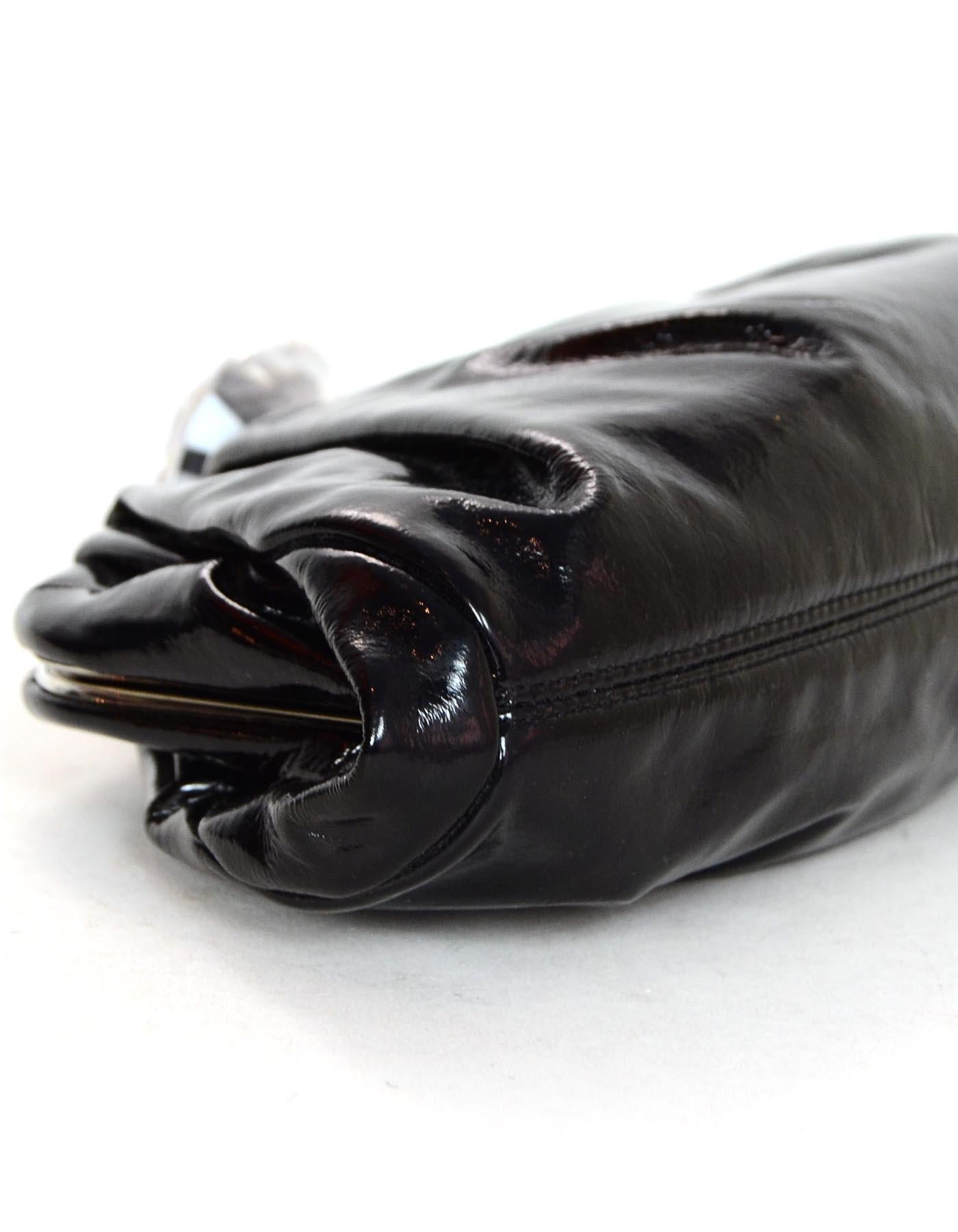 Women's Chanel Black Patent Leather Diamond Clutch Bag