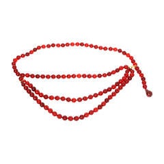 CHANEL Vintage 1989 Red Gripoix Three Tier Beaded Belt/Necklace