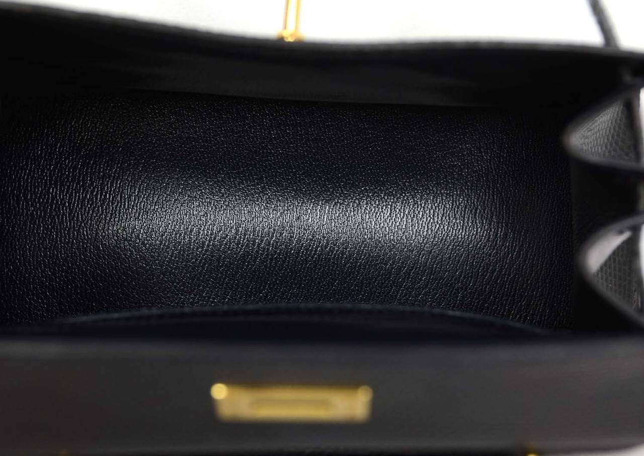 Hermès Mini Kelly Bag Vintage Black Lizard Gold Hdw 20 cm at 1stDibs