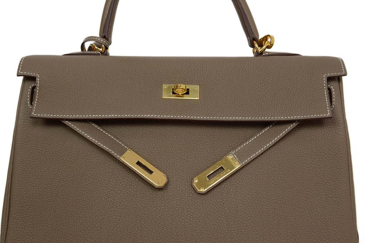 Women's HERMES 2013 Taupe Togo Leather 35 cm Kelly Bag