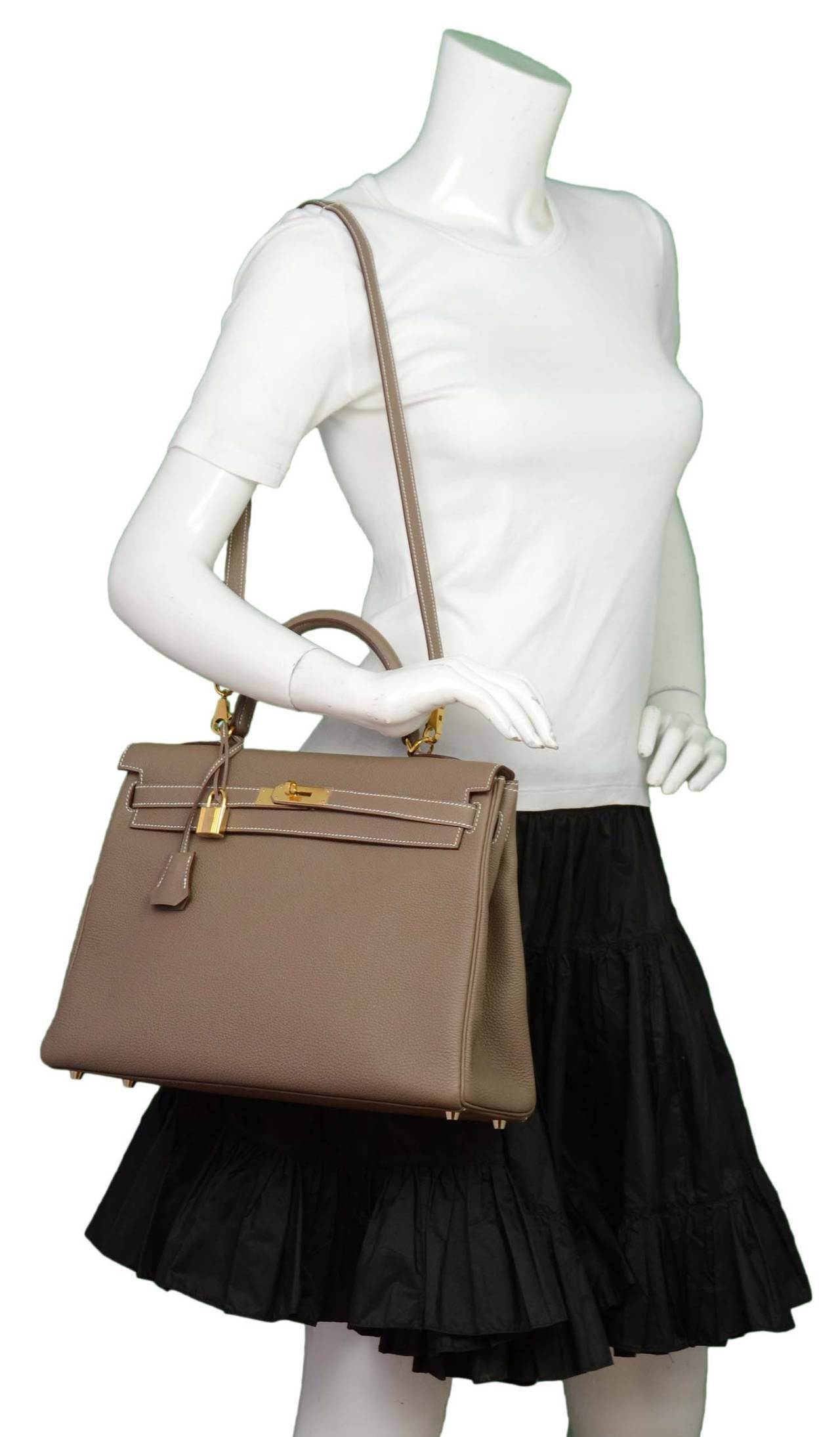 HERMES 2013 Taupe Togo Leather 35 cm Kelly Bag 6