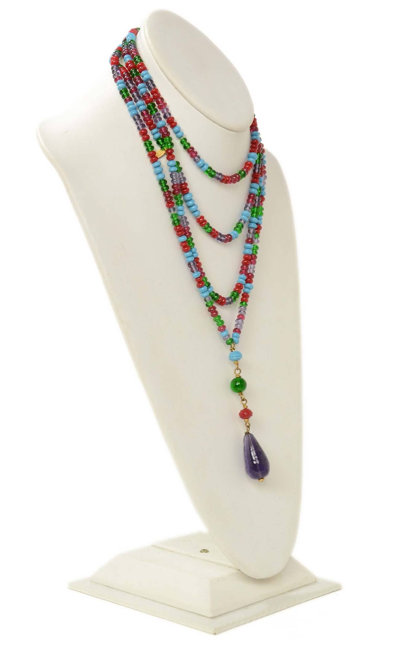 CHANEL Vintage 1994 Multi Colored Beaded Necklace In Excellent Condition In New York, NY