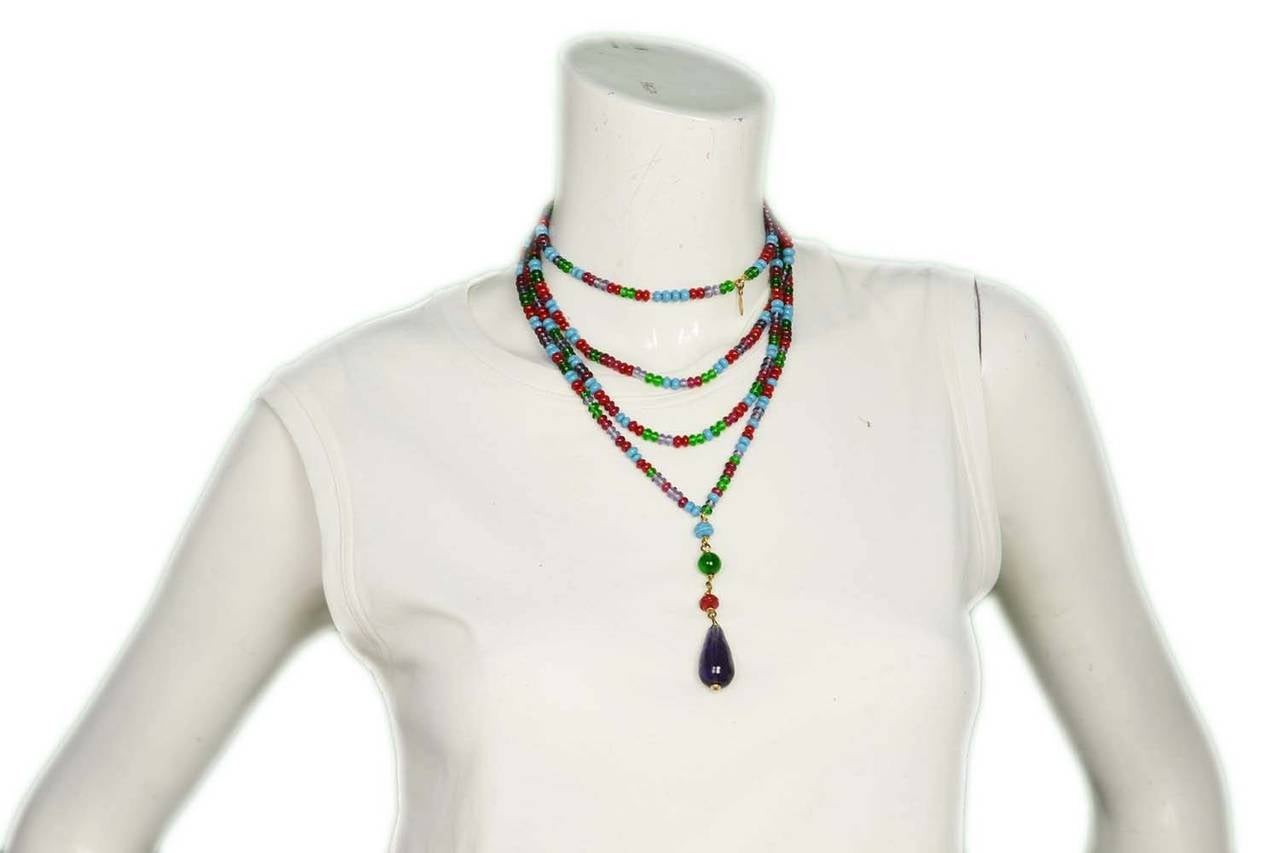CHANEL Vintage 1994 Multi Colored Beaded Necklace 3