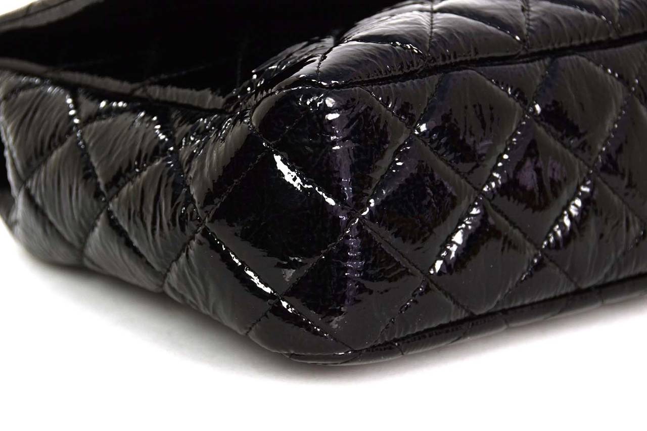 Chanel Quilted Black Patent Leather Large Jumbo Classic Flap Bag For ...