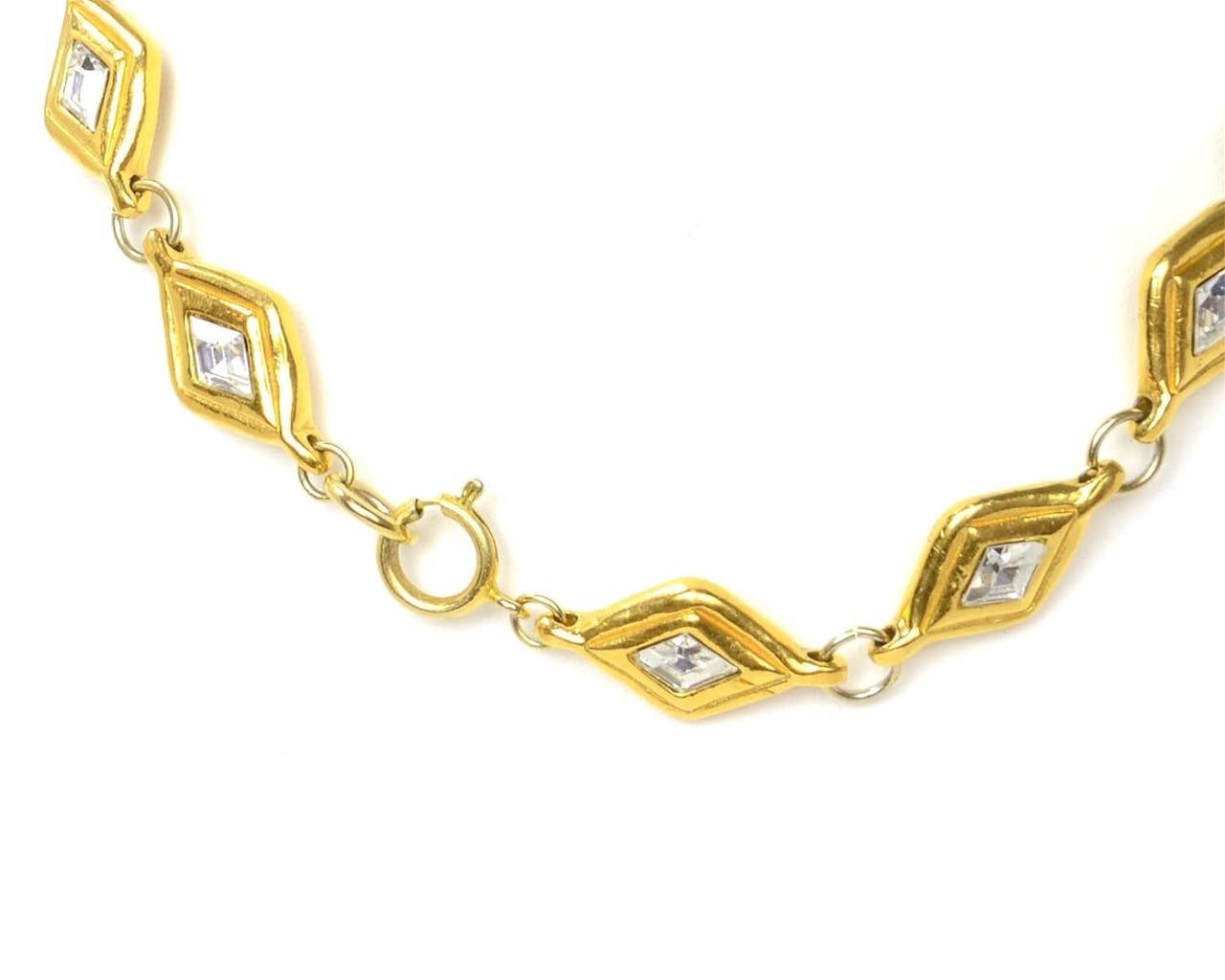 Chanel Vintage Goldtone Crystal Choker Necklace In Excellent Condition In New York, NY