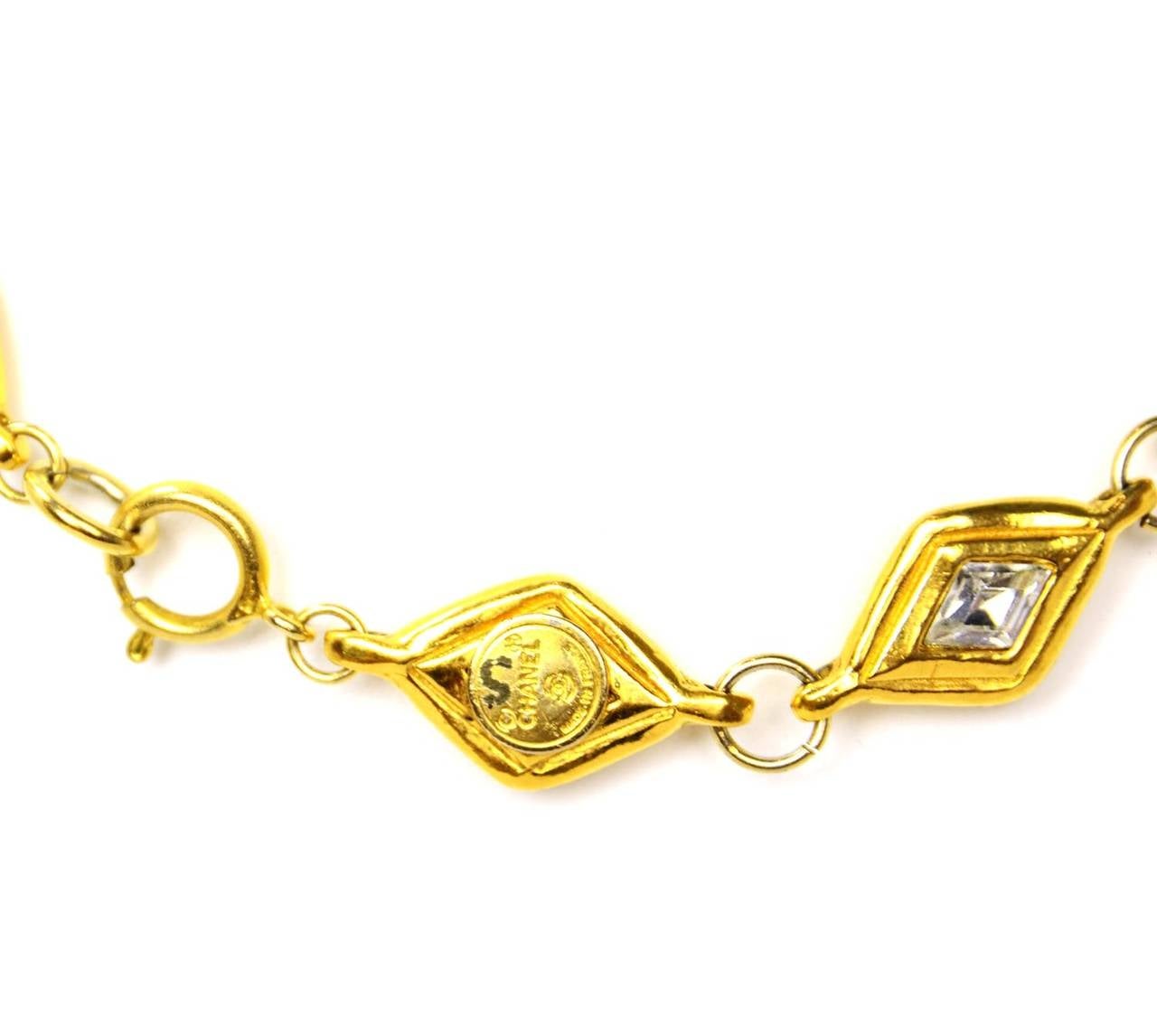 Women's Chanel Vintage Goldtone Crystal Choker Necklace