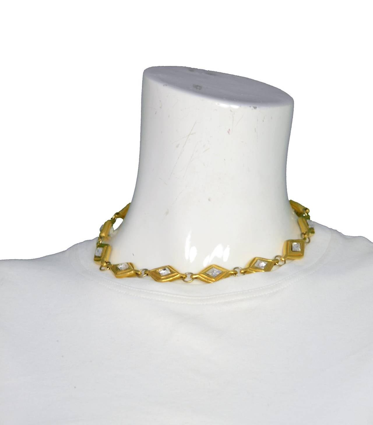 Chanel Vintage Goldtone Crystal Choker Necklace 2