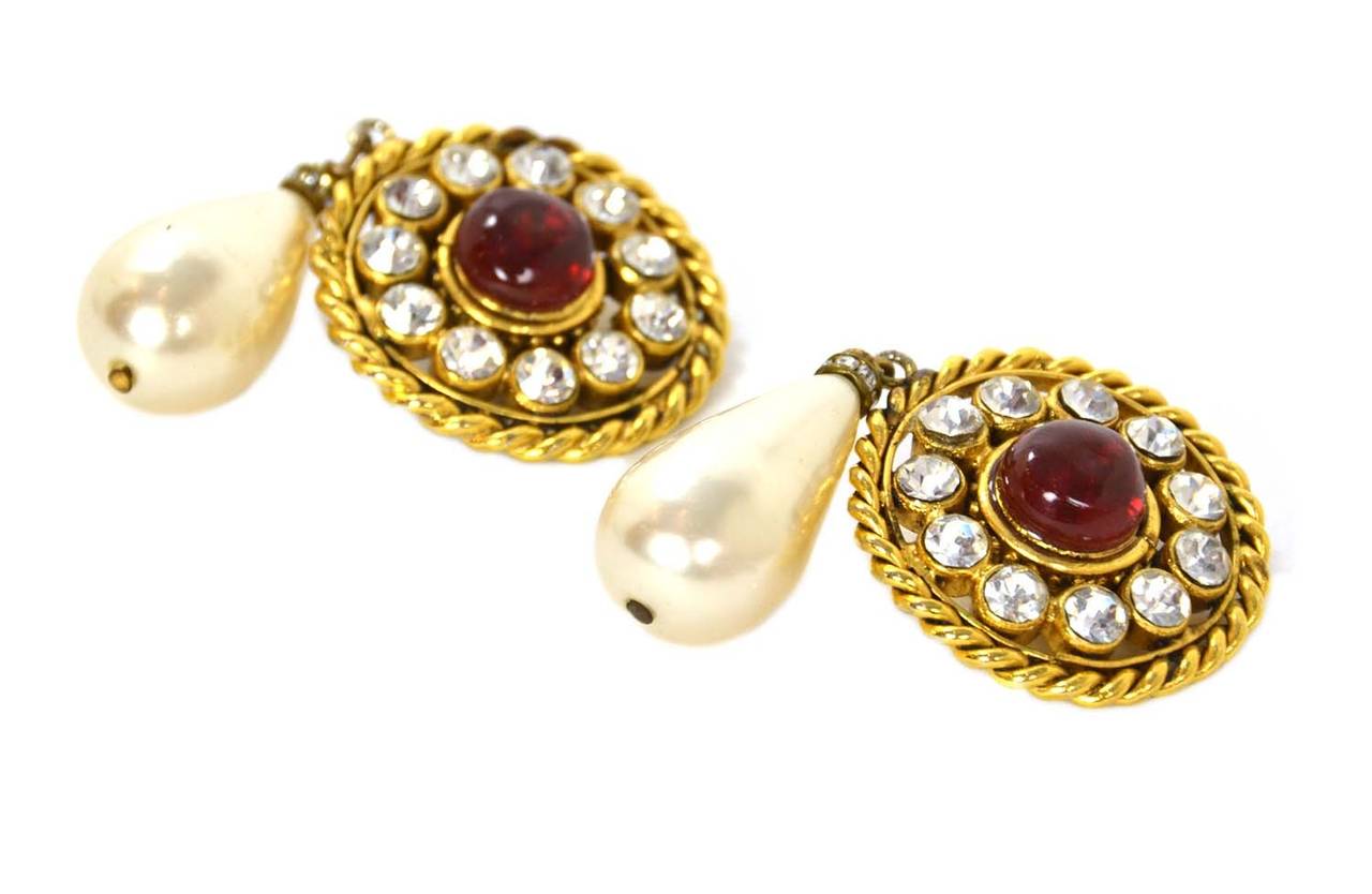 chanel earrings pearl drop