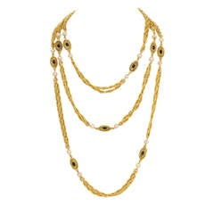 CHANEL Vintage 1982 Gold/Pearl/Black Beaded Chain Link Necklace 6