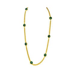 CHANEL Vintage 1995 Gold Link and Green Gripoix Necklace 8