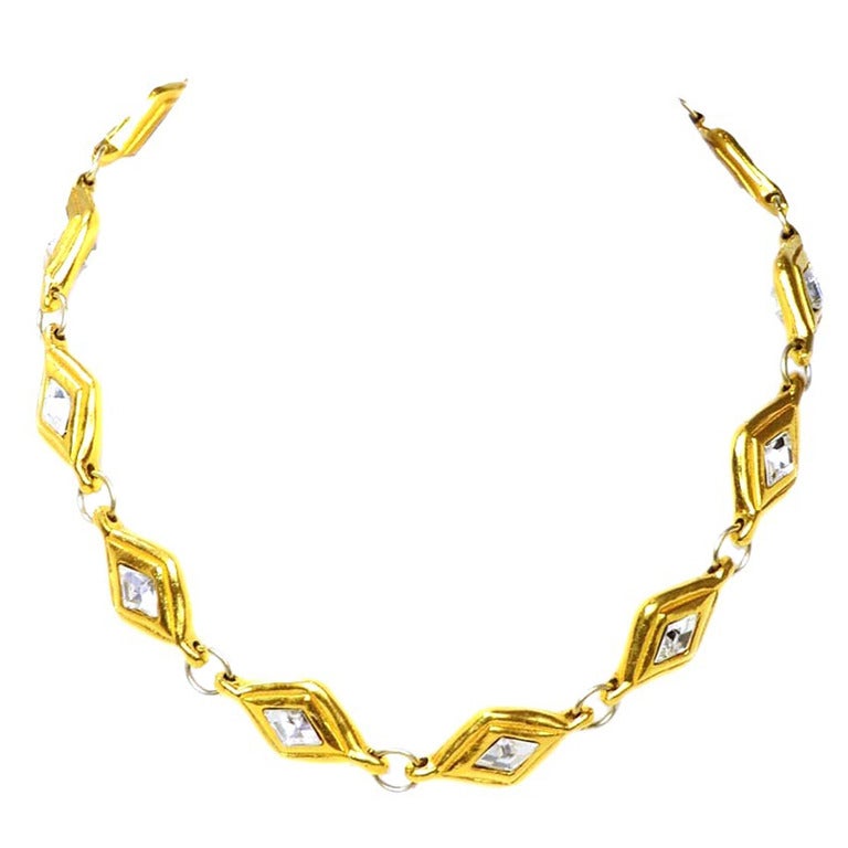 Chanel Vintage Goldtone Crystal Choker Necklace
