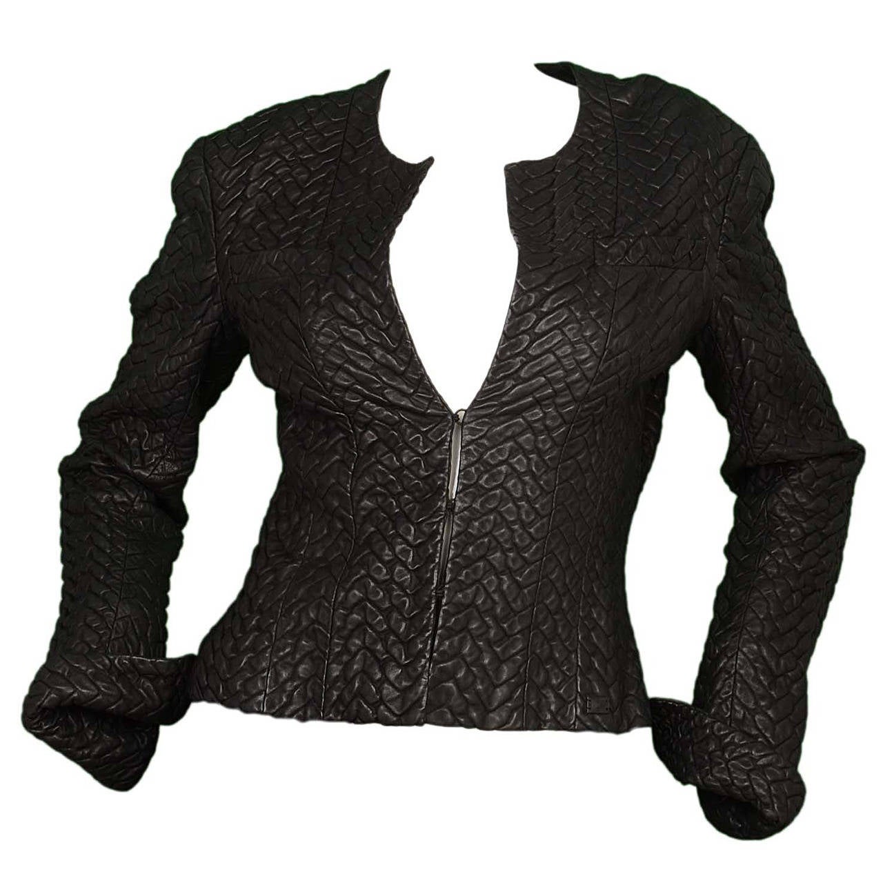 CHANEL 2003 Black Quilted Leather Jacket sz 38 at 1stdibs