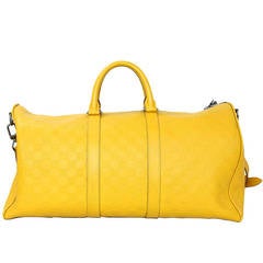 LOUIS VUITTON '12 Mustard Damier Infini 45 cm Keepall Bandouliere Bag rt $3, 300