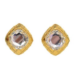 CHANEL Vintage '70s-'80s Gold & Crystal Clip On Earrings