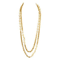 CHANEL Vintage 1984 Gold & Pearl Double Strand Necklace