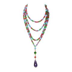 CHANEL Retro 1994 Multi Colored Beaded Necklace