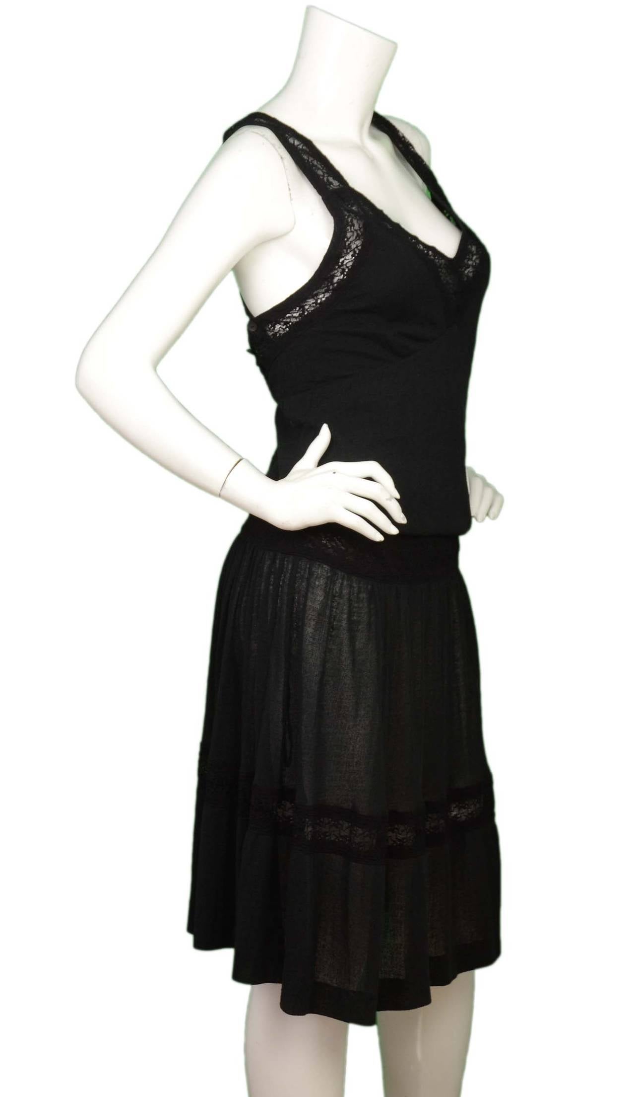 CHANEL 2005 Black Lace Crochet Dress w/Crisscross Back sz 38 rt $2, 465 In Excellent Condition In New York, NY