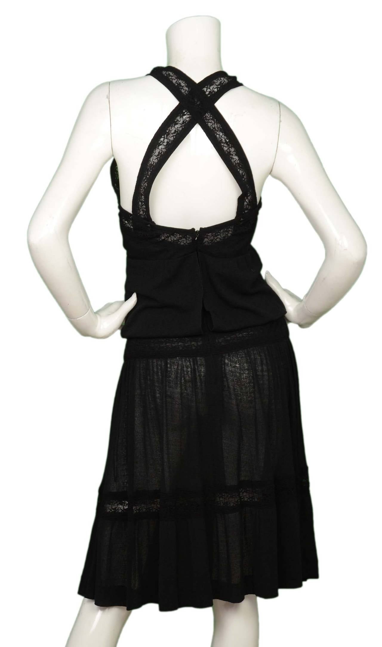 Women's CHANEL 2005 Black Lace Crochet Dress w/Crisscross Back sz 38 rt $2, 465