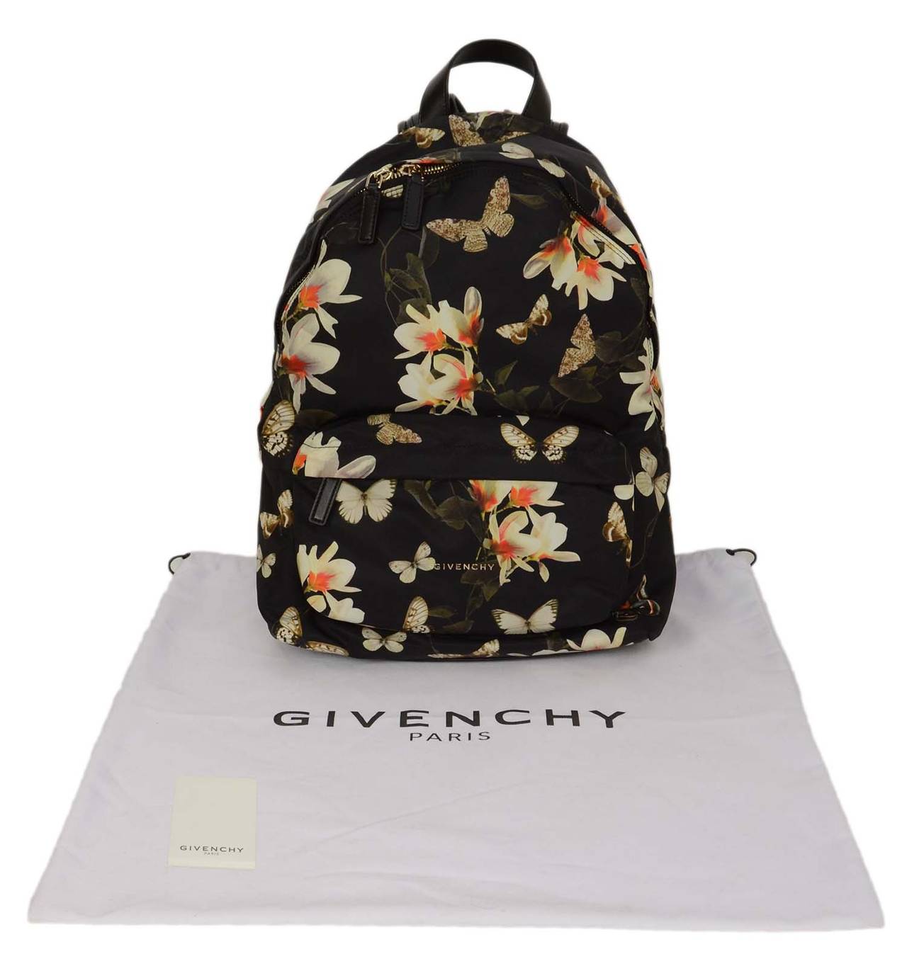 GIVENCHY Floral and Butterfly Print Black Nylon Backpack rt $1,320 at