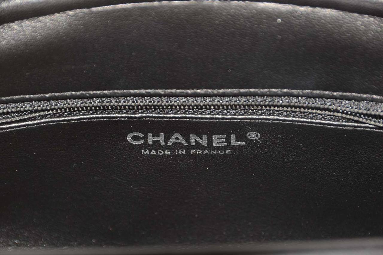 Women's CHANEL 2015 Black Lambskin Chevron Quilted Timeless Clutch Bag