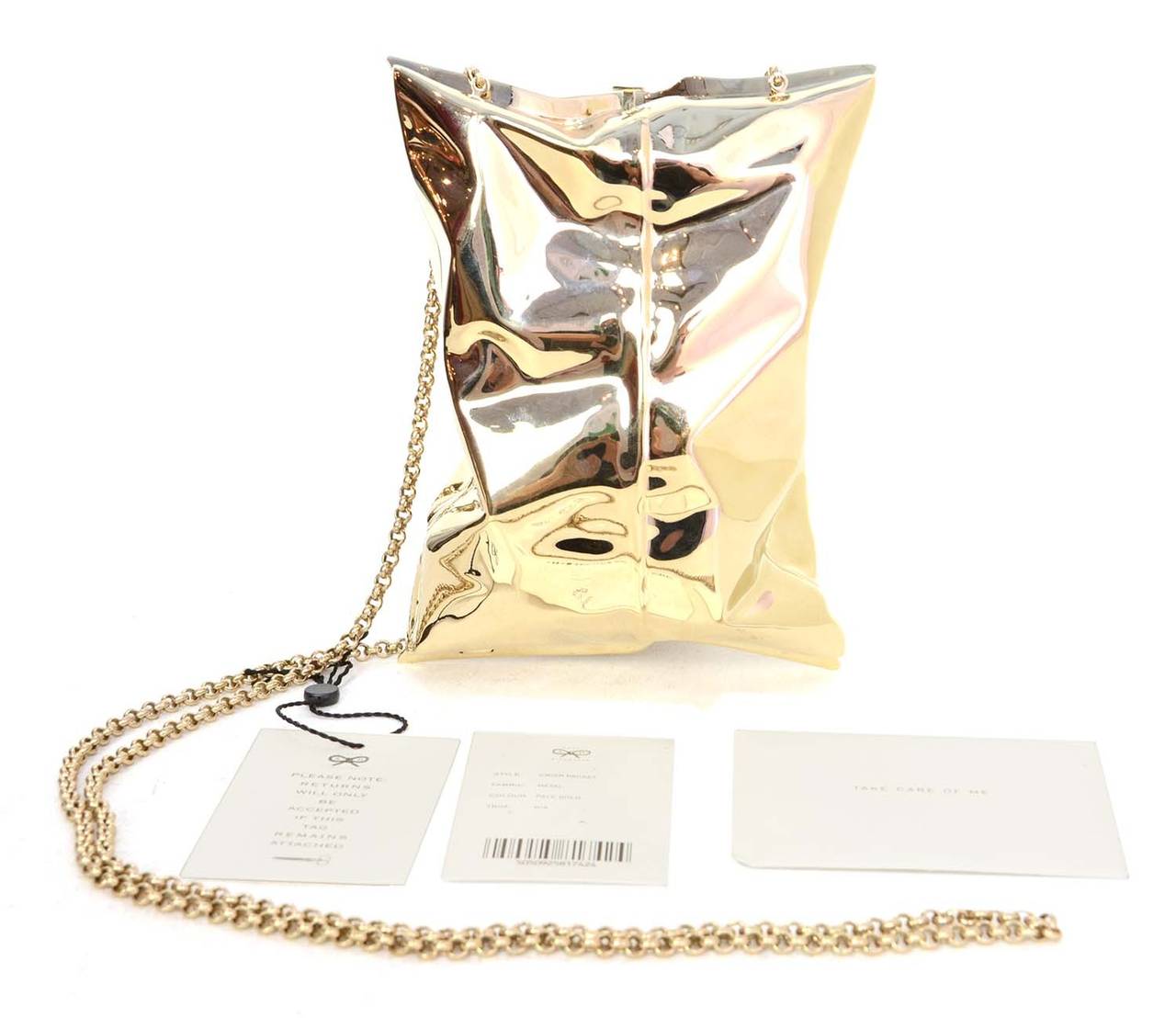 ANYA HINDMARCH Gold Crisp Packet Clutch Bag 1