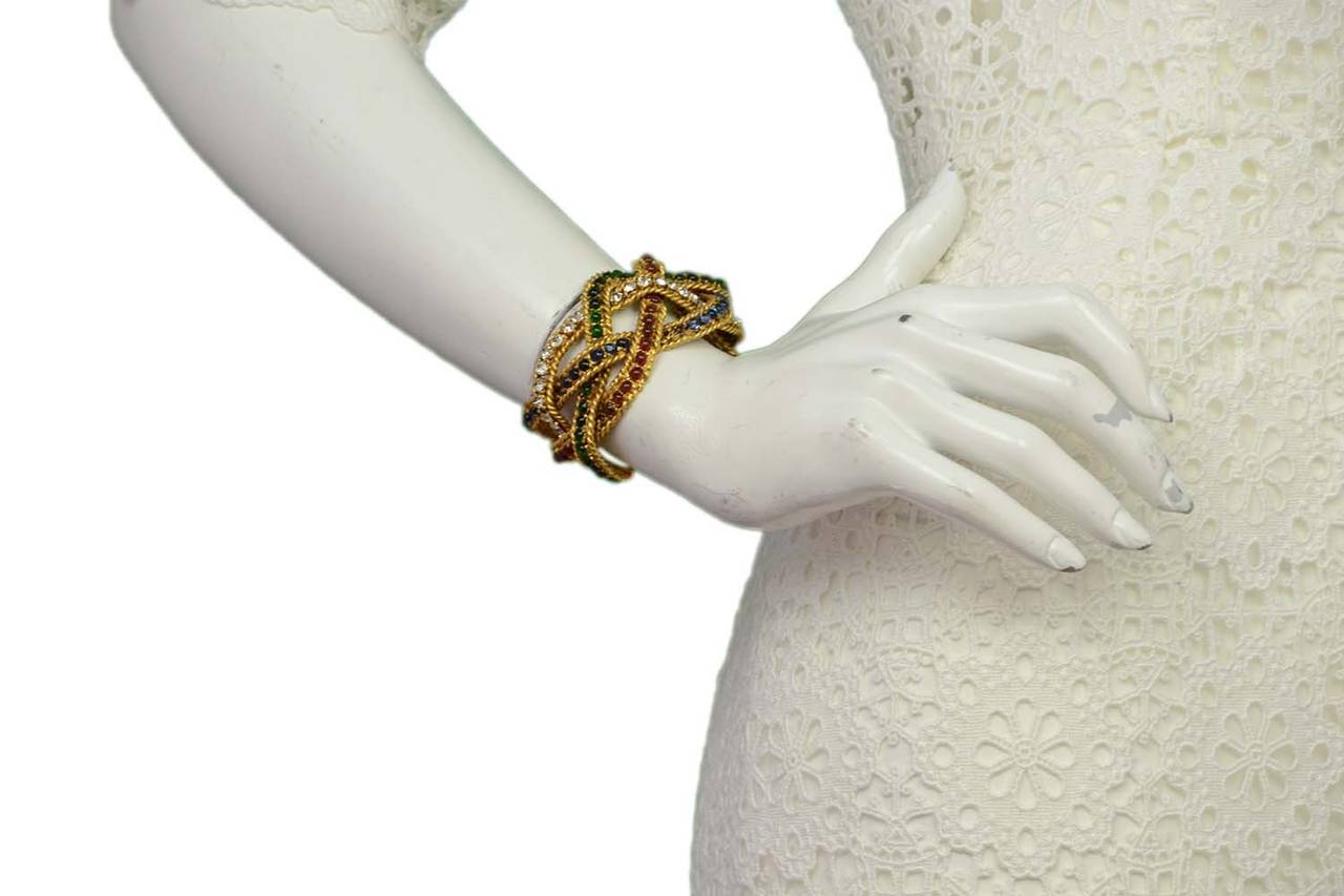 CHANEL Vintage Gripoix & Woven Gold Cuff Bracelet 2