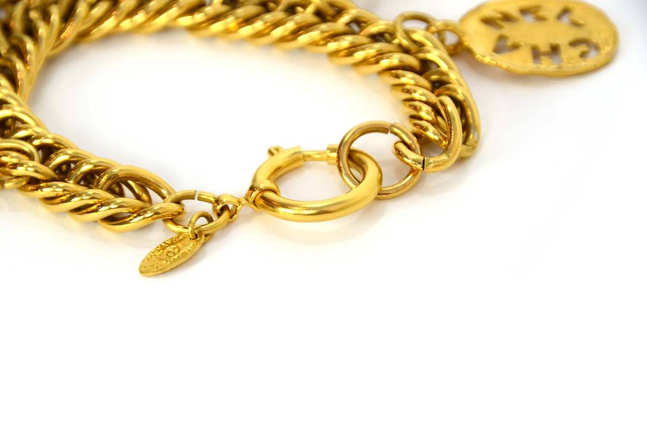 CHANEL Vintage 1990-1992 Gold Charm Bracelet In Excellent Condition In New York, NY
