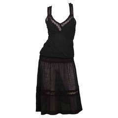 CHANEL 2005 Black Lace Crochet Dress w/Crisscross Back sz 38 rt $2, 465