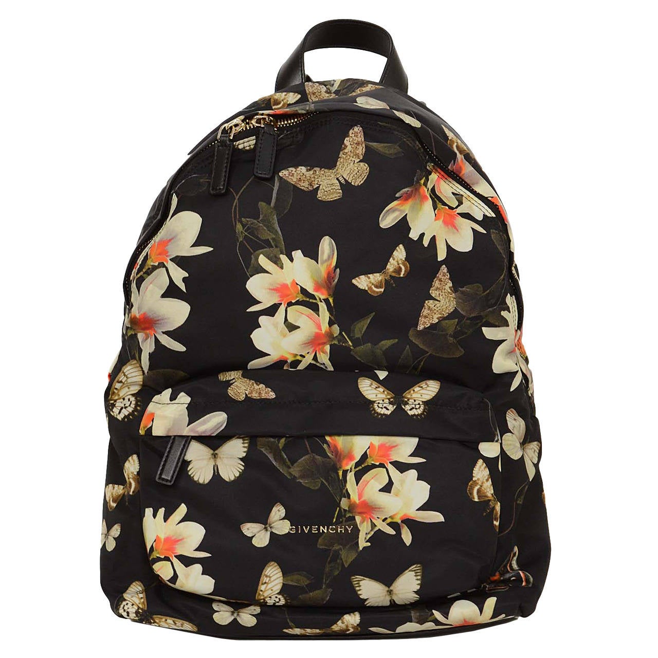 GIVENCHY Black Nano Mini Backpack With Ink Blot Floral Pattern; Preloved