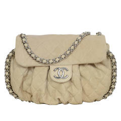 CHANEL 2014 Beige Quilted Chain Around Flap Bag rt. $2, 800
