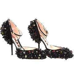 ROCHAS Black Embellished Pointed Toe Pumps sz 39 rt. $2, 075
