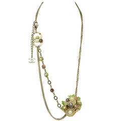CHANEL 2005 Silver Chain Link Belt w/Flower & CC Pendants 1