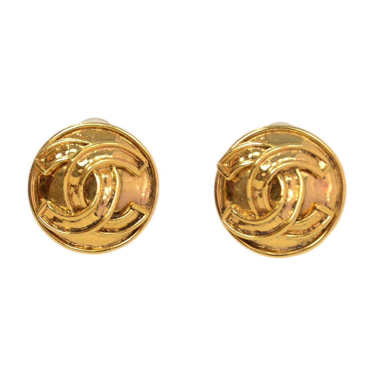CHANEL Vintage 1994 Gold CC Clip On Earrings