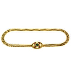 CHANEL Vintage 1950's-1960's Gold Chain Belt w/Oval Pearl & Gripoix Buckle 6