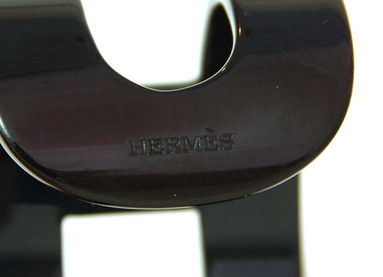 HERMES Grey/Black 2tone Lacquered H Cuff Bracelet at 1stdibs